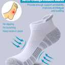 Ankle Socks for Women Running Athletic Thick Cushioned Wicking Low Cut Compression No Show Tab Socks 5 Pairs (9-11, 5 Pairs Gray and White)