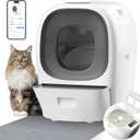 Self-Cleaning Litter Box 80L Auto Refill Self-Refilling Robot Automatic for Multiple Cats(3-20lb), Rake Design ScoopFree, 6 x Safety Sensors, Anti-Leakage, Odor Control, 5G WiFi App (
White and Grey