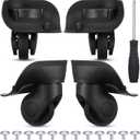 4 Pcs Luggage Wheels Replacement Kit for Suitcase, Suitcase Caster Repair Kits with Screw Replacement Left and Right 360 Silent Spinner Wheels for Travel Suitcases (Black, Large)