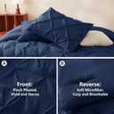HIMEET Pintuck Bed in a Bag, 7 Pieces Queen Size Comforter Set Navy Blue, Pinch Pleat Bed in a Bag, Soft All Season Bedding Sets with Comforter, Flat Sheet, Fitted Sheet and Pillowcases & Shams