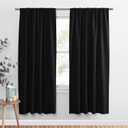 PONY DANCE Blackout Curtains 72 inch Long - Solid Rod Pocket Thermal Insulated Panels for Living Room - Black Out Energy Efficient Window Drapes for Bedroom, 42-inch by 72-inch, Black, 2 Pieces (42"W x 72"L (Pack of 2))