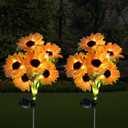 Solar Light Outdoor Garden Decor - Upgraded 2 Packs with 12 Sunflower Lights, Waterproof Solar Outdoor Decorative Lights for Gardens, terraces, backyards
