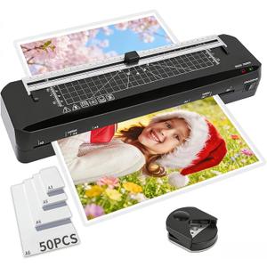 Laminator, A3 Laminator Machine with Built-in Trimmer, 70 Seconds Quick Warm-Up, Cold and Thermal Laminating with 50 Sheets, NTC Technology for Home Office School (A3+50pics)