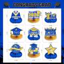 9Pcs Graduation Decorations Class of 2026 - Blue and Gold Congrats Grad Honeycomb Centerpieces, Graduation Table Toppers for 2026 College High School Graduation Party Supplies Decorations