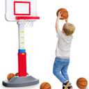 Fisher-Price Grow-to-Pro Basketball Hoop for Toddlers & Kids - Adjustable Height Indoor/Outdoor Play Set with Ball, 18 Months - 5 Year