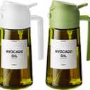 TrendPlain - 16oz Olive Oil Dispenser for Kitchen - 2 in 1 Olive Oil Dispenser and Oil Sprayer - Olive Oil Dispenser Bottle w/Stickers - Olive Oil Sprayer for Cooking 2Pcs White&Green (Light Blockage)