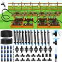 Bonviee 247FT Drip Irrigation System, Automatic Garden Watering System Kit with 50FT 5/16 & 1/4 Drip Tubing, Quick-to-Connect Fittings, Adjustable Drip Emitters for Raised Beds, Greenhouse, Lawn