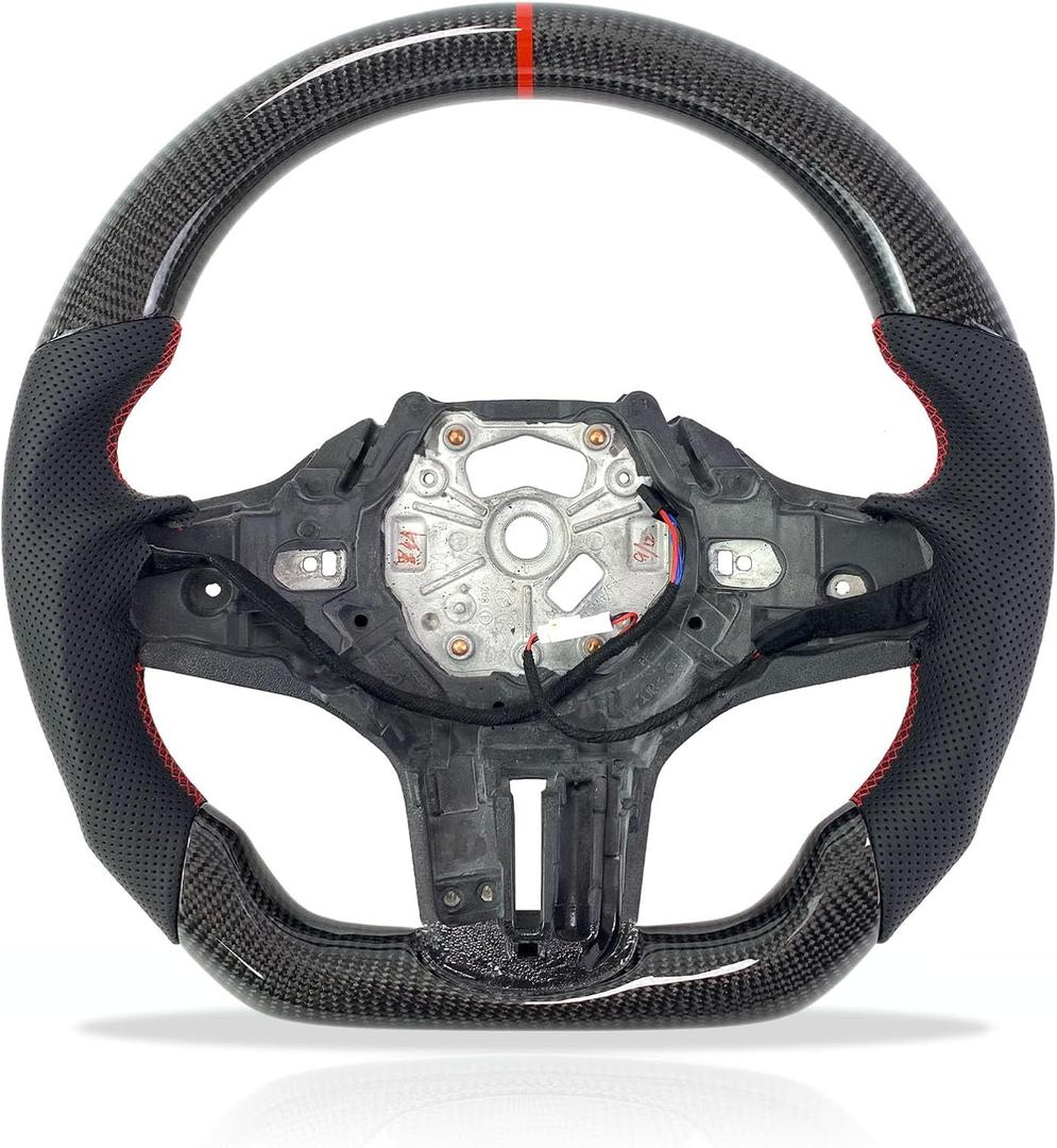 Car steering wheel carbon fiber For BMW G20 M340i G80 M3 G82 M4 G21 G22 G23 G26 M2 G87 G42 M240i M440i 3 4 series steering wheel carbon fiber (Red stripes/heating)