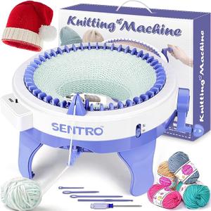 Sentro Knitting Machine 48 Needles Smart Crochet Knitting Machine with Row Counter for Adults and Beginners, Automatic Circular Weaving Knitting Loom Machine Kit for Hat, Socks, Scarves, Gloves