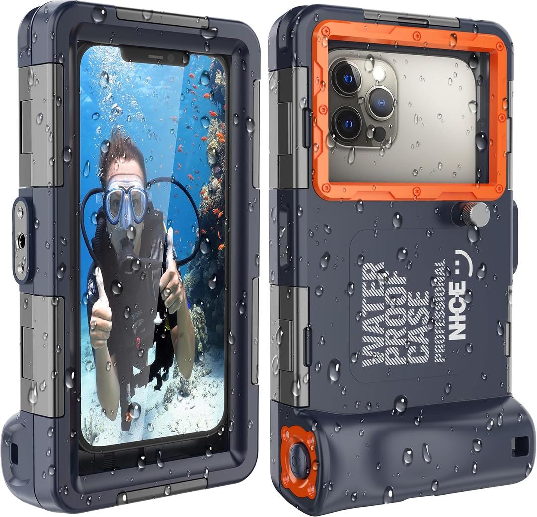 2025Underwater Snorkeling Diving Phone Case for iPhone 16/15/14/13/12 Pro Max/XR/XS/X Galaxy S24/S23/S22.[50ft/15m] Professional Scuba Dive Waterproof Case Underwater Photo Video Cover Brown