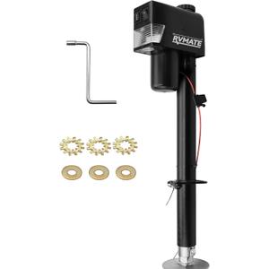 RVMATE Electric A-Frame Trailer Jack up to 3500-4000lbs Heavy Duty RV Electric Power Tongue Jack with Accessories Manual Crank Handle and Level, 18" Lift, 12V DC and LED Lights, Jack Hammers