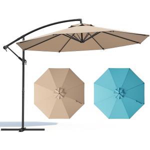 10FT Patio Umbrella, Cantilever Outdoor Umbrella with 360 Rotation & Tilt Adjustment, Offset Patio Umbrella with UV-Resistant Waterproof Canopy for Backyard, Pool, Garden