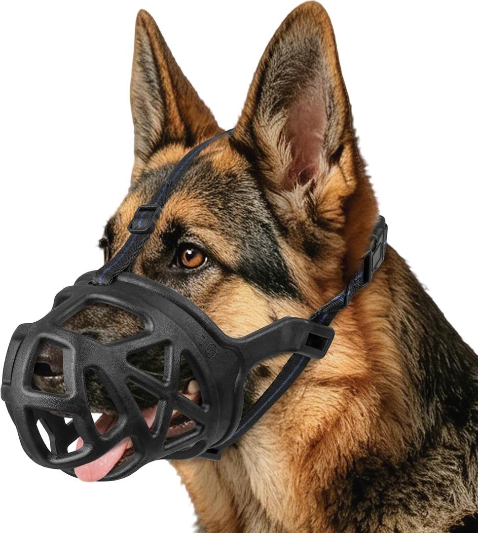 BARKLESS Dog Muzzle, Basket Muzzle for Biting, Chewing and Scavenging, Humane Cage Mouth Cover, Perfect for Grooming and Training Large Aggressive Reactive Dogs (L, Black)
