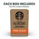 Starbucks VIA Instant Coffee, Medium Roast Coffee, Pike Place Roast, 100% Arabica, Single-Serve, 1 Box (50 Packets) (EXP 11/18/26)