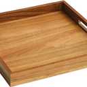 13 inch Acacia Wood Square Serving Tray, Decorative Platter with Handles, for Breakfast in Bed, Coffee Table, Appetizers, Snacks or Home Decor