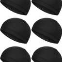 Boao 6 Pieces Cooling Skull Caps Helmet Hard Hat Liner Sweat Wicking Running Beanie Cycling for Men Women (Medium, Black)