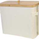 Toilet Paper Holder,Toilet Paper Storage Basket,Foldable Toilet Paper Organizer with Bamboo Lid for Laundry Room,Bedroom,Dorm, Beige