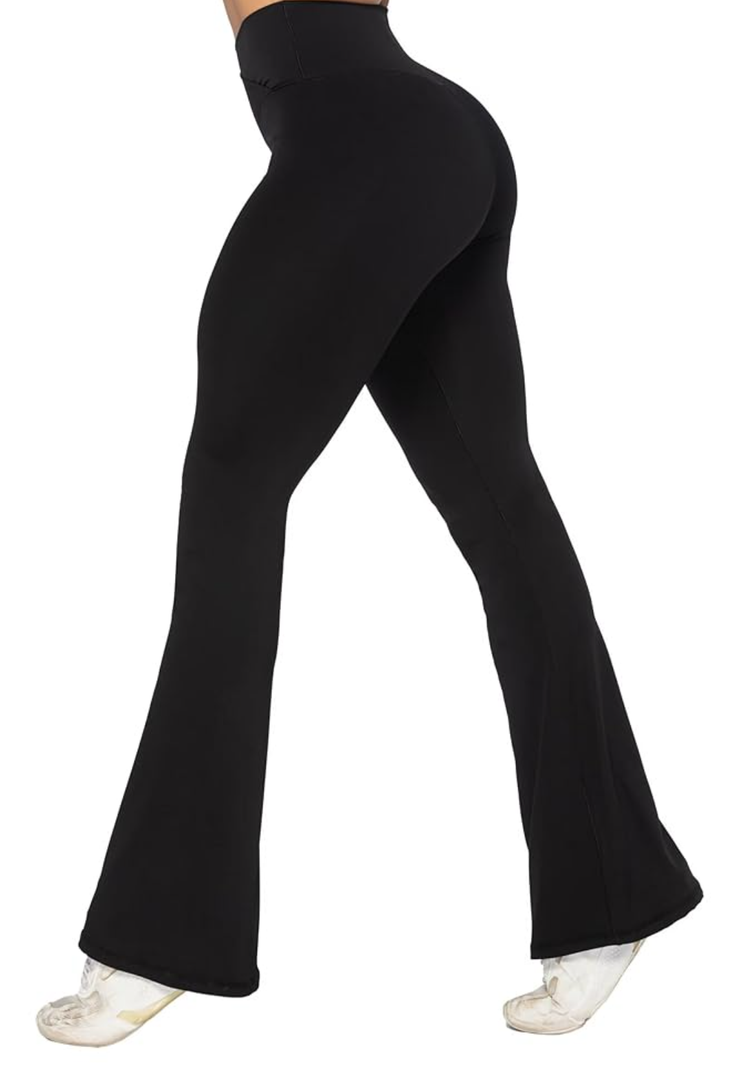 Sunzel Womens Flare Leggings No Front Seam Flare Yoga Pants with Tummy Control Crossover High Waist, Size L