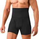 BIGFOX Men Tummy Control Shorts High Waist Slimming Underwear Body Shaper Seamless Compression Boxers Briefs Men Waist Trainer Girdles for Belly Fat (Black, XL)