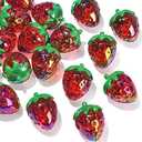 KitBeads 11pcs 20mm Acrylic Strawberry Beads Transparent Kawaii Food Iridescen Fruit Bead for Jewelry Making Bulk