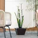 XBrand Metal Sculptural Multi-Tiered Flower Water Fountain, w/ LED Lights, Black & White, 39" Tall