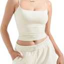 SUUKSESS Women Double Line Square Neck Tank Top Summer Y2K Going Out Basic Cami Shirt (White, S)