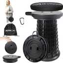 Upgraded XXL Collapsible Stool with Thick Cushion H 20.1" D 13", 1000Lbs Max Weight, Wider & Taller Pop Up Heavy Duty Portable Retractable Foldable Stool or Travel Foot Rest, Camping & Outdoors (Black)