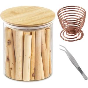 Klmnop Palo Santo Incense Sticks Glass Storage Tank, Moisture-Proof Sage Smudging Incense Storage Box with Wooden Lid for 4 inch Palo Santo for Meditation Healing Yoga(Clear)