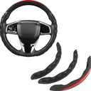 West Llama Carbon Fiber Steering Wheel Covers,3 Piece Car Wheel Cover Universal Fit 99% Cars(3PCS-Red)