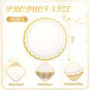 AimFun White Scalloped Party Plates Gold Foil Border Paper Plates Disposable 9inch Serving Plates for Birthday Wedding Bridal Baby Shower Party Supplies (48, White)