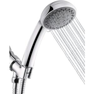 Shower Head, Axioblis 5 Function High Pressure Handheld ShowerHead with Shower Hose and Adjustable Bracket, Velynda (Silver)