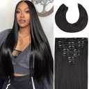 Clip in Hair Extensions Real Human Hair 14 Inch 90g 7pcs Invisible Seamless Real Hair Clip In Hairpiece, Double Layer Woven Real Hair, Specially Designed for Women, 1B Natural Black