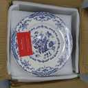Salad Plates, Ceramic Plates Set of 6, Kitchen Plates Microwave Safe, 8.5 Inch White Plate Dessert Blue Floral