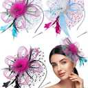 Yunsailing 3 Pack Fascinators Hats for Women Tea Party Mesh Flower Derby Fascinator Hat with Headband and Clip for Derby Events Wedding