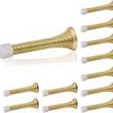 HOMOTEK 12 Pack Spring Door Stopper with Rubber Bumper 3-1/8" Flexible Spring Heavy Duty Wall Door Stop Low Mounted Door Bumper for Home (Bright Brass)