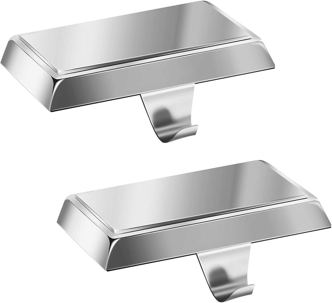 Fovths 2 Pack Christmas Stocking Holders for Mantle Christmas Stocking Holder for Fireplace Stocking Hooks for Mantle Weighted Stocking Hangers with Protective Pad for Xmas Party Decorations (Silver)