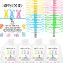 Tondiamo 24 Pcs Easter Gifts for Girls Adjustable Bunny Bracelets Christian Easter Rabbit Bracelets Cute Bulk Multicolor Bunny with Card and Mesh Bags for Women Teens