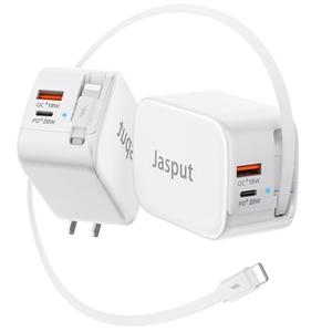 3 in 1 Retractable Wall Charger with Cable, 40W Fast Retractable Phone Charger Wall Plug with Dual USB Port,Portable USB Chargers Block for iPhone 14/13/12/11, iPad White