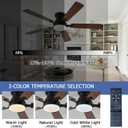 Ayaoty 54 inch Ceiling Fans with Lights and Remote, Low Profile Ceiling Fan with Light, Flush Mount, Reversible, 3CCT, Dimmable, Noiseless, Brown Ceiling Fan for Bedroom, Indoor/Outdoor Use