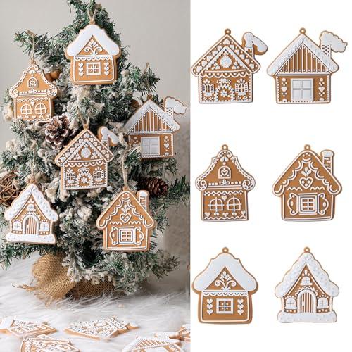 Sosation 24 Pcs Christmas Gingerbread House Ornaments Gingerbread Hanging Decorations Silicone Christmas Ornaments with Ropes for Xmas Tree Winter Crafts