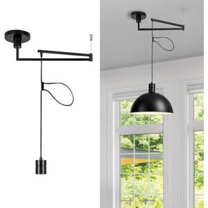 Off Center Light Fixture Cord Kit, Industrial Pendant Light Cord Kit, Black
