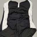Tempt Me Women Black White Ruched Slimming One Piece Swimsuits Tummy Control Vintage Bathing Suits XL