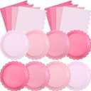 120 Pcs Paper Plates and Napkins Party Supplies Bulk Disposable 7 Inch Scalloped Plates Cocktail Napkins for Wedding Bridal Baby Shower Birthday Decorations, Serve 60(Pink Series)