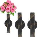 Self Adhesive Wall Vase Metal Tube Decoration Holder Used to Display Dried Flower, Faux Flowers, Fake Flowers, Also Suitable for Cemetery Memorial Decoration (2 Pcs Black and Gold Stripe)