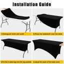 Smiry Spandex Table Cloth 4FT, Elastic Fitted Stretch Tablecloths, Washable and Wrinkle Free Rectangular Patio Table Cover for Outdoor, Wedding, Banquet & Parties (Black, 48Lx30Wx30H Inch)