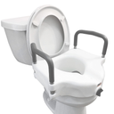 4.5 Inch Raised Toilet Seat with Arms - for Elongated Toilets, Elevated Toilet Riser with Removable Padded Handles, Easy On and Off, 300lb Weight Capacity, White