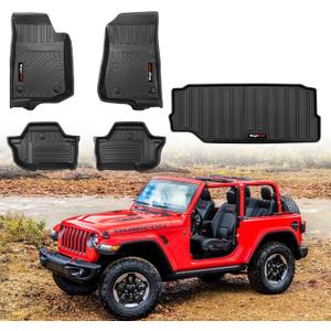 All Weather Floor Mats and Cargo Liner for 2018-2025 2026 Jeep Wrangler JL 2 Door Accessories TPE Rubber Mat Black (for 2018-2026 Jeep Wrangler JL 2 Door)