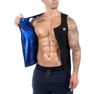 Kewlioo Men's Heat Trapping Zipper Sweat Enhancing Vest - Sauna Suit Shirt Compression Vest Shapewear Top for Gym Exercise (Black)
 (Black, 2XL/ 3XL)
