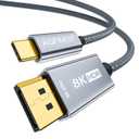 USB C to DisplayPort 1.4 Cable 6ft, 8K@60Hz 4K@144Hz HDR, USB Type C to DP Cable 32.4Gbps HBR3 DSC, Thunderbolt 4/3 Compatible for MacBook Pro, Dell XPS, iPhone 16, Galaxy, Gaming Monitor