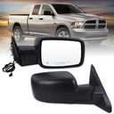 Right Passenger Side Door Mirror Compatible With 2014-2018 Ram 1500 2500/2019-2022 Ram 1500 Classic With Manual Folding Power Glass Heated Matte Black Replace#55372066AH(5Pins)
